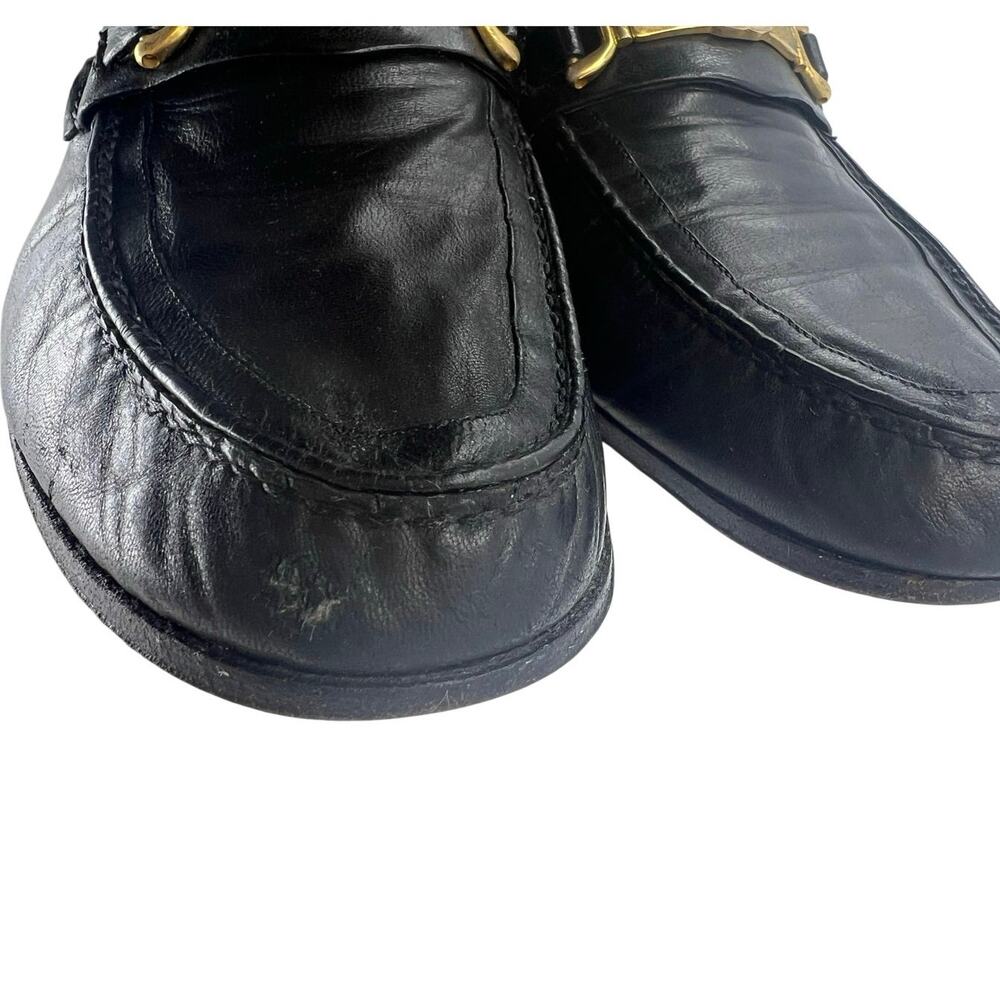 Vintage Y2K Gucci Black Leather Horsebit Loafers Italy w/ Dust Bag - Men’s 7.5 - Picture 13 of 14